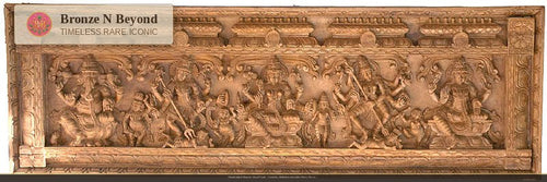 Rare Shaivite Temple Panel with Shiva Legends Wood Carved