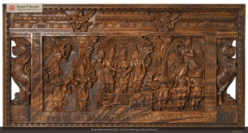 Kalyansundaram Marriage Scene of Shiva Parvati Wooden Panel