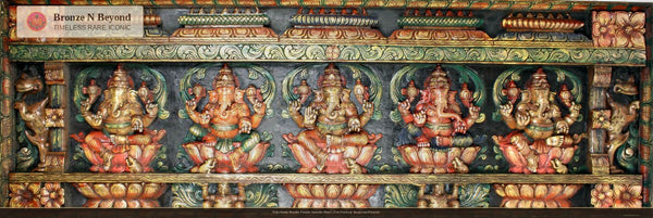 Polychrome Wooden Pancha Ganesha Panel | Five Forms of Auspicious Presence