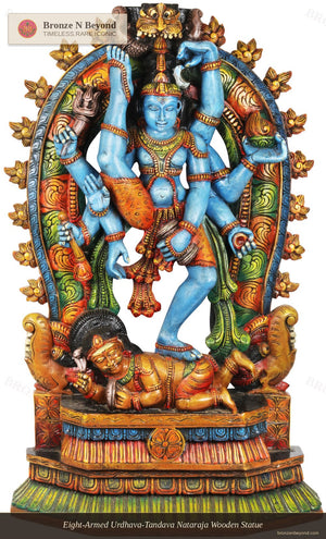 Eight-Armed Urdhava-Tandava Nataraja Wooden Statue