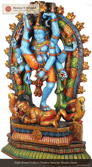 Colorful statue of large urdhva tandava shiva