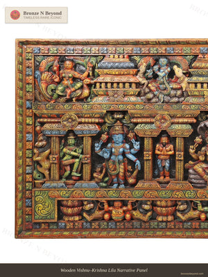 Wooden Vishnu–Krishna Lila Narrative Panel
