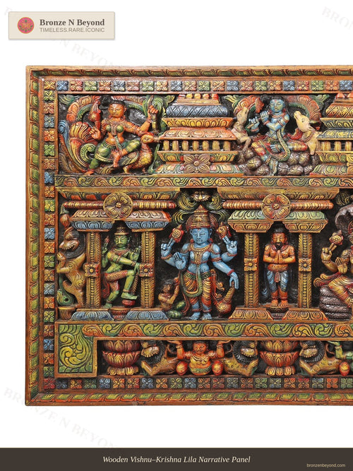 Wooden Vishnu–Krishna Lila Narrative Panel