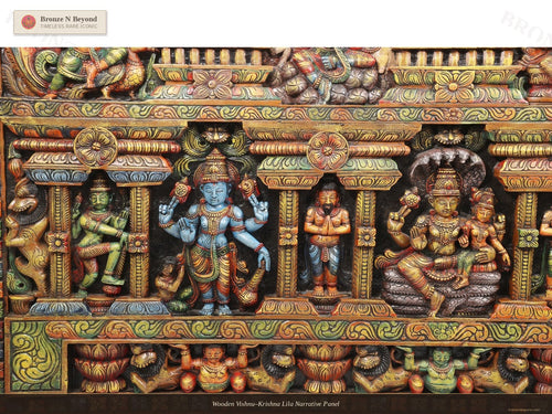 Wooden Vishnu–Krishna Lila Narrative Panel