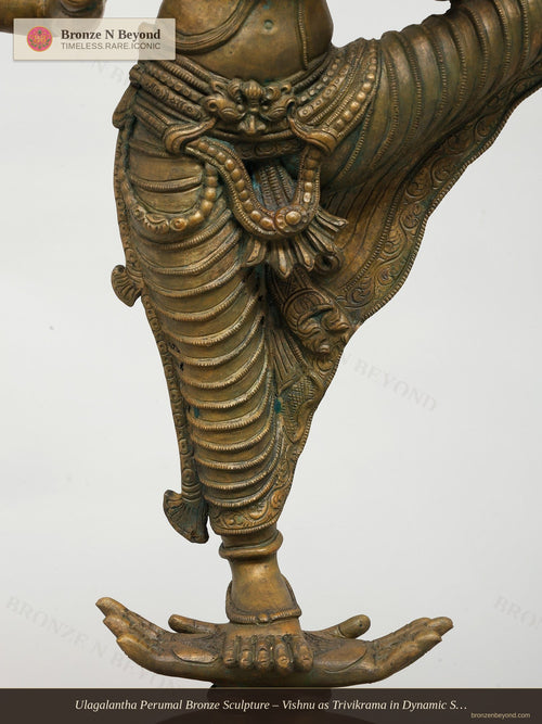 Ulagalantha Perumal Bronze Sculpture – Vishnu as Trivikrama in Dynamic Stride