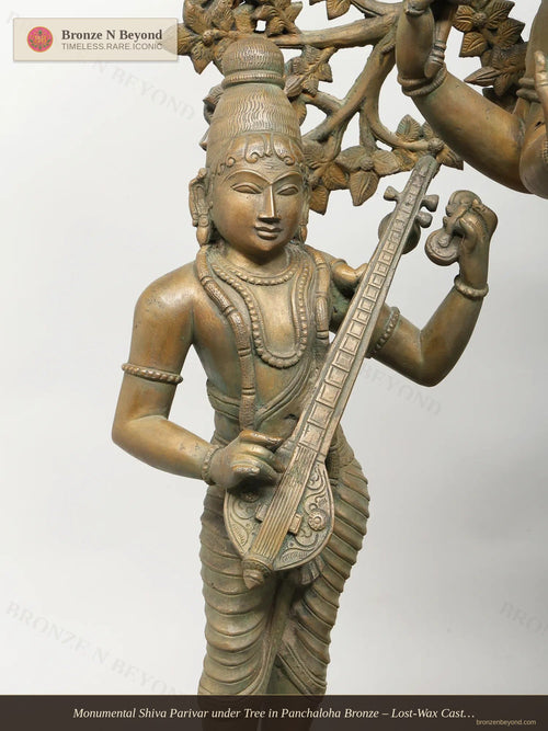 Monumental Shiva Parivar under Tree in Panchaloha Bronze – Lost-Wax Cast, Swamimalai, Tamil Nadu