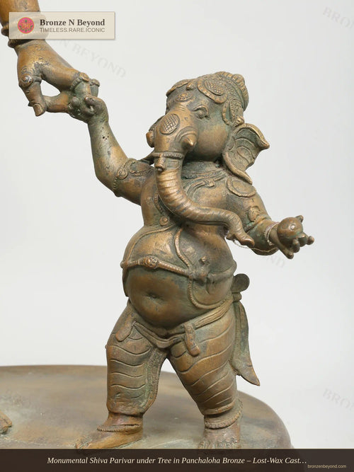 Monumental Shiva Parivar under Tree in Panchaloha Bronze – Lost-Wax Cast, Swamimalai, Tamil Nadu