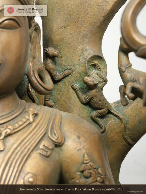 Monumental Shiva Parivar under Tree in Panchaloha Bronze – Lost-Wax Cast, Swamimalai, Tamil Nadu
