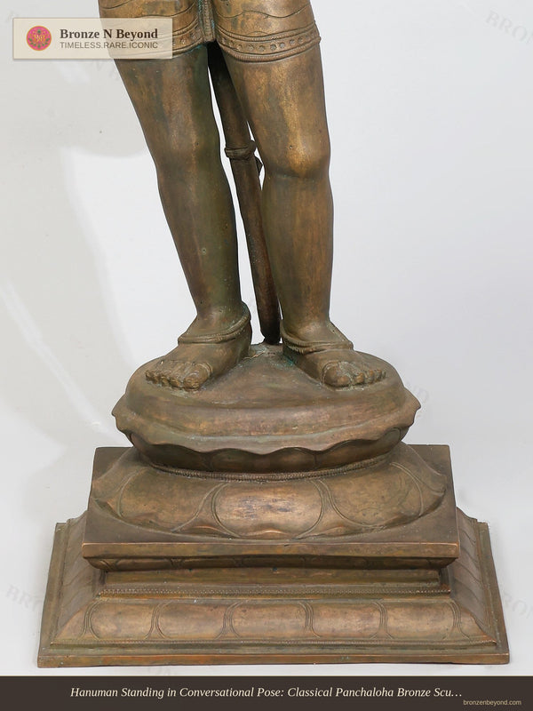 Hanuman Standing in Conversational Pose: Classical Panchaloha Bronze Sculpture