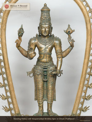 Standing Vishnu with Vatapatrashayi Krishna Apex in Ornate Prabhavali – Bronze, Swamimalai