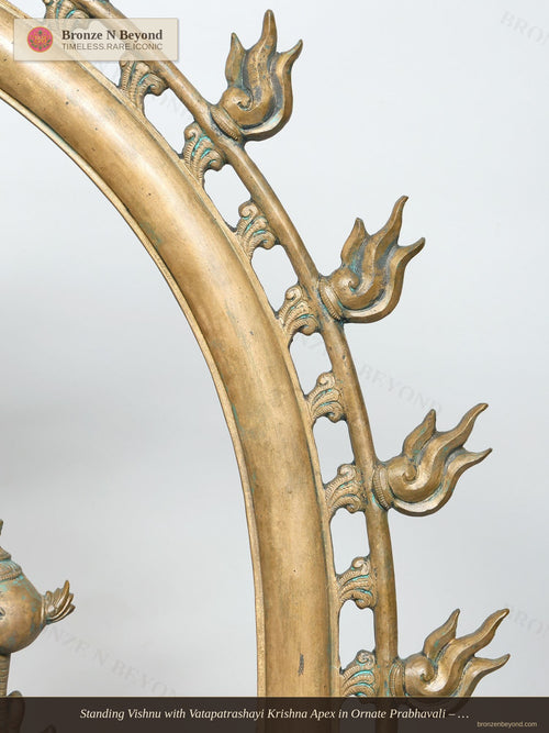 Standing Vishnu with Vatapatrashayi Krishna Apex in Ornate Prabhavali – Bronze, Swamimalai