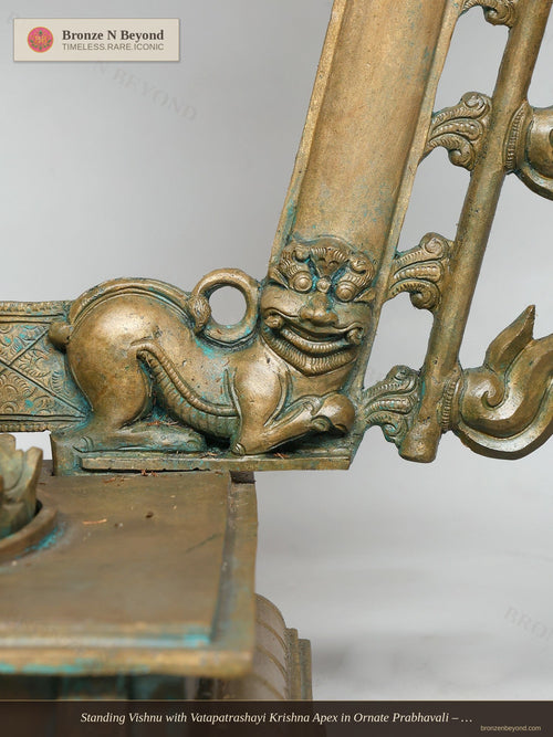 Standing Vishnu with Vatapatrashayi Krishna Apex in Ornate Prabhavali – Bronze, Swamimalai