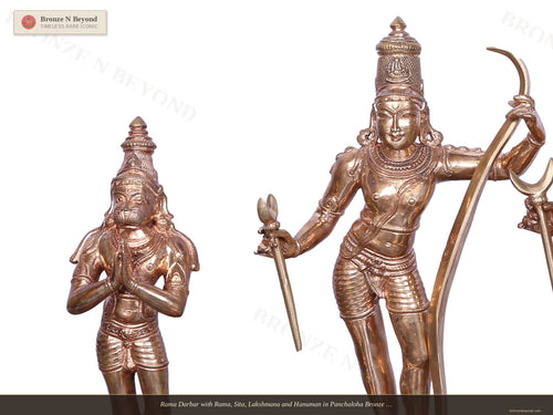 Rama Darbar with Rama, Sita, Lakshmana and Hanuman in Panchaloha Bronze – Swamimalai, Tamil Nadu