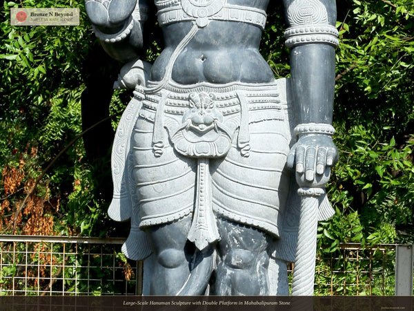 Large-Scale Hanuman Sculpture with Double Platform in Mahabalipuram Stone