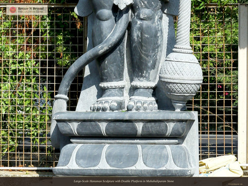Large-Scale Hanuman Sculpture with Double Platform in Mahabalipuram Stone