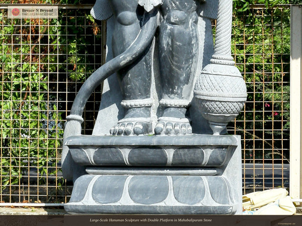 Large-Scale Hanuman Sculpture with Double Platform in Mahabalipuram Stone