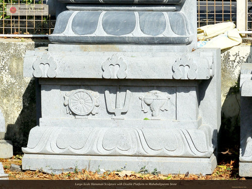 Large-Scale Hanuman Sculpture with Double Platform in Mahabalipuram Stone