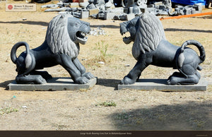 Large-Scale Roaring Lion Pair in Mahabalipuram Stone