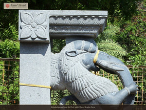 Mahabalipuram Stone Yali Pair with Pillared Bracket Form