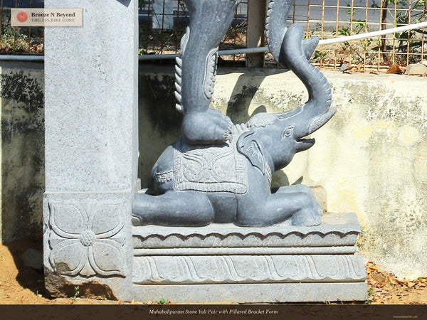 Mahabalipuram Stone Yali Pair with Pillared Bracket Form