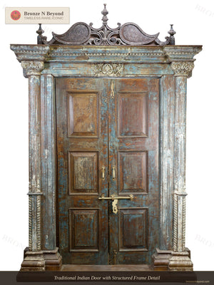 Vintage Indian Wooden Door with Frame