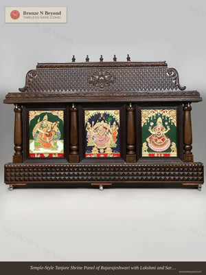 Saraswati Rajarajeshwari and Lakshmi Tanjore Painting