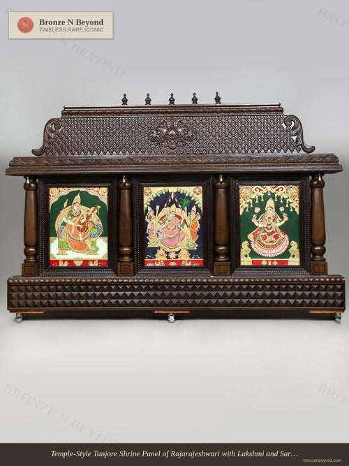 Saraswati Rajarajeshwari and Lakshmi Tanjore Painting