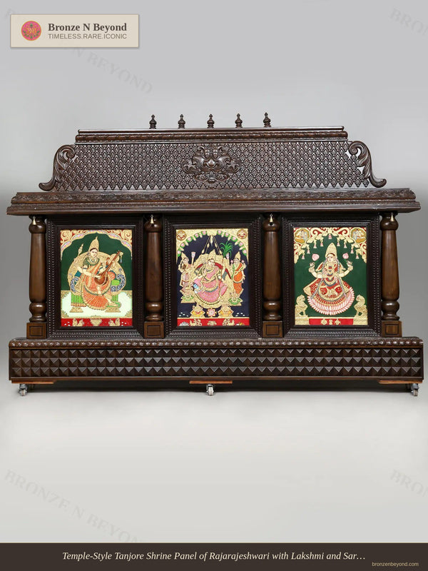 Saraswati Rajarajeshwari and Lakshmi Tanjore Painting