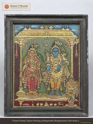 Goddess Andal with Lord Rangamannar Tanjore Painting