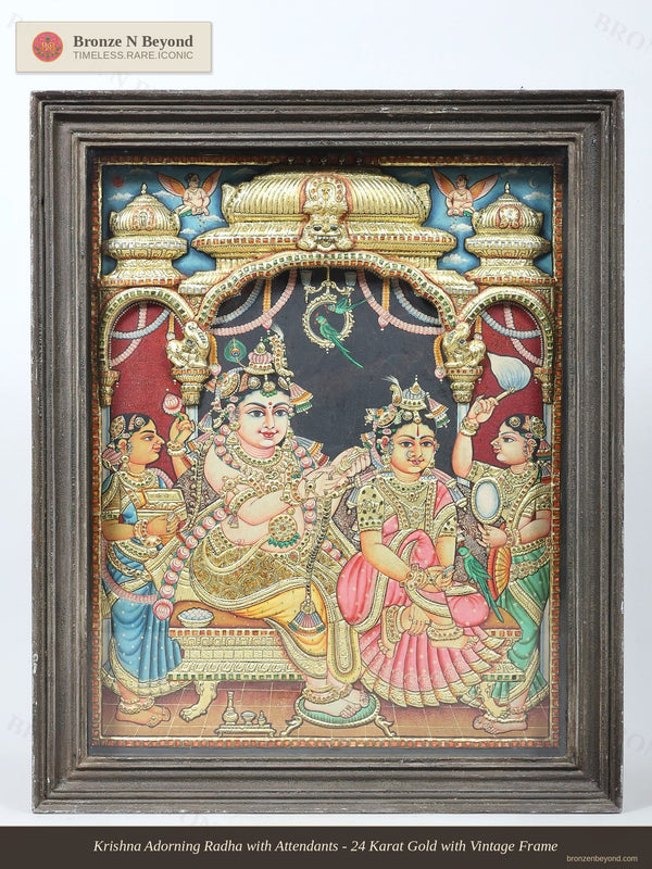 Krishna with Rukmini Tanjore Painting