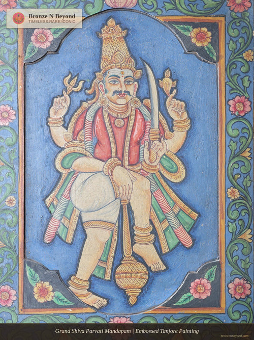 Grand Shiva Parvati Mandapam | Embossed Tanjore Painting