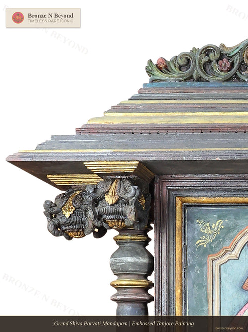 Grand Shiva Parvati Mandapam | Embossed Tanjore Painting