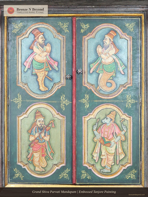 Grand Shiva Parvati Mandapam | Embossed Tanjore Painting