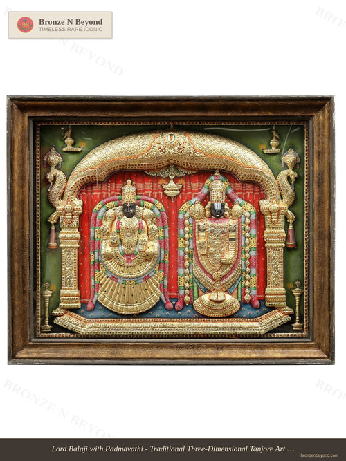 Lord Balaji with Goddess Padmavathi Tanjore Painting