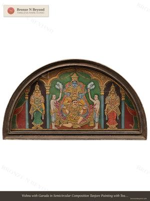 Lord Vishnu Seated on Garuda Tanjore Painting