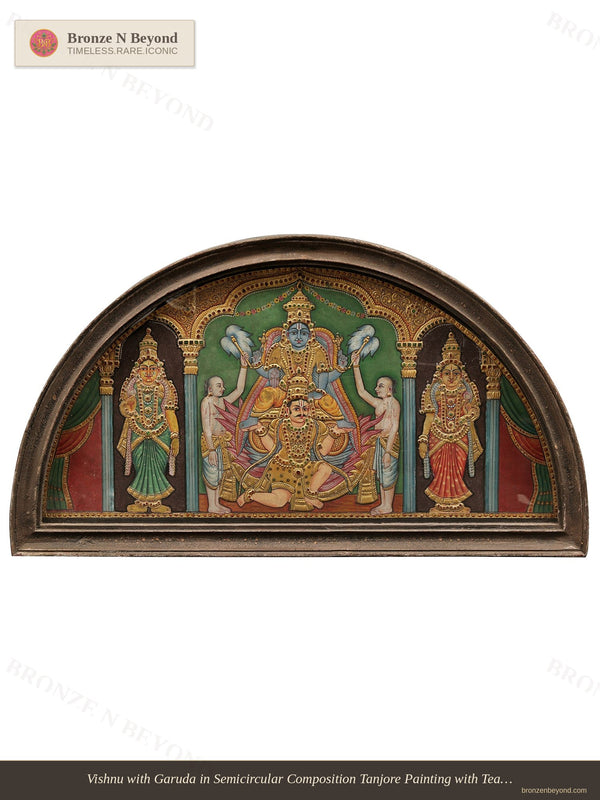 Lord Vishnu Seated on Garuda Tanjore Painting