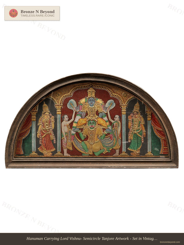 Hanuman Carrying Lord Vishnu Tanjore Painting
