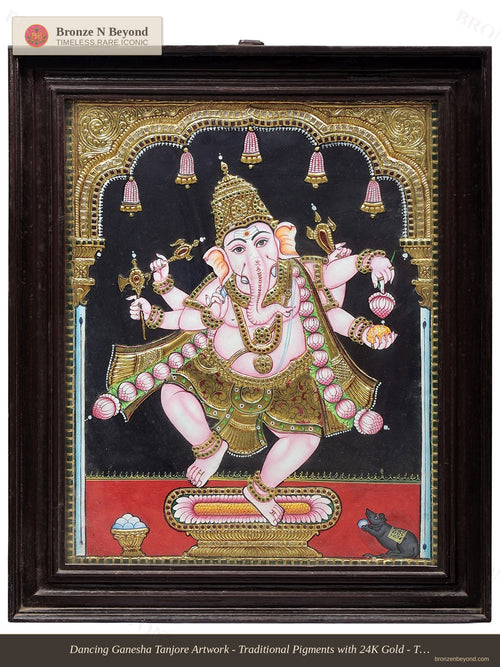 Dancing Lord Ganesha Tanjore Painting
