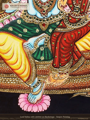 Lord Vishnu with Lakshmi on Sheshanaga - Tanjore Painting