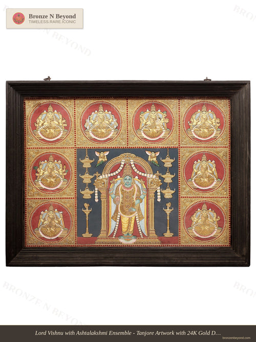 Large Lord Vishnu with Ashtalakshmi Tanjore Painting
