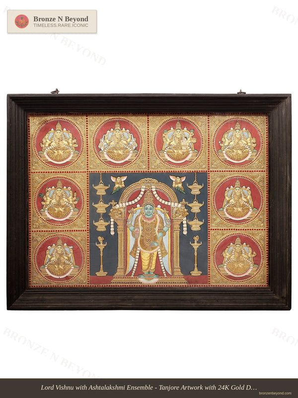 Large Lord Vishnu with Ashtalakshmi Tanjore Painting