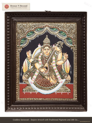 Goddess Saraswati Tanjore Painting