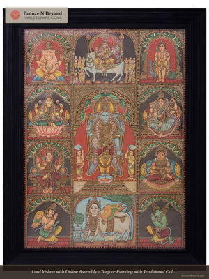 Lord Vishnu with Deities Tanjore Painting