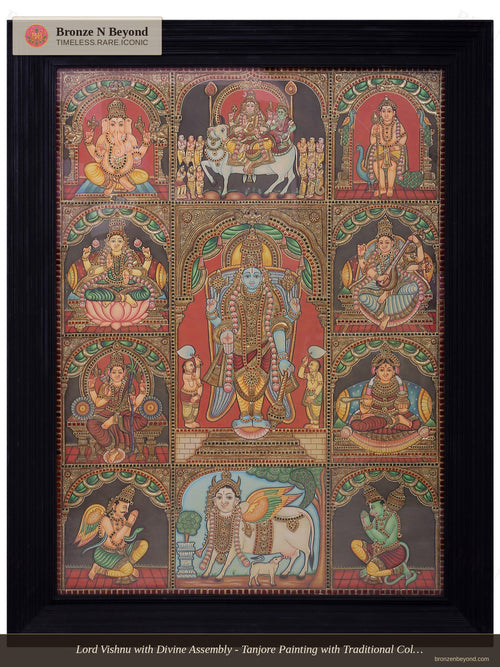 Lord Vishnu with Deities Tanjore Painting