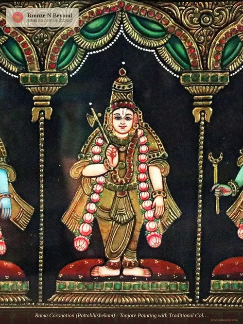 Rama Coronation (Pattabhishekam) - Tanjore Painting with Traditional Colours and 24K Gold - Award-Winning Masterpiece