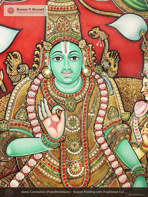 Rama Coronation (Pattabhishekam) - Tanjore Painting with Traditional Colours and 24K Gold - Award-Winning Masterpiece