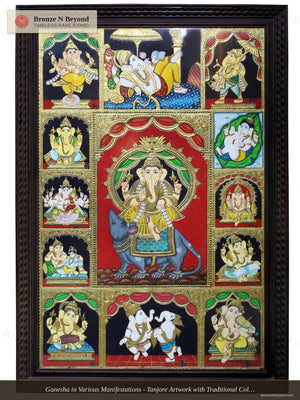 Lord Ganesha Tanjore Painting 24K Gold Work