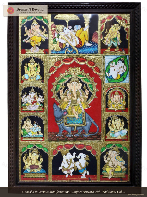 Lord Ganesha Tanjore Painting 24K Gold Work