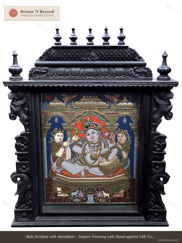 Butter Krishna Tanjore Painting 24K Gold Work