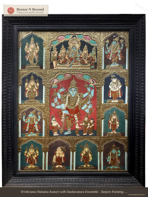 Vishnu Dashavatar Tanjore Painting 24K Gold Work